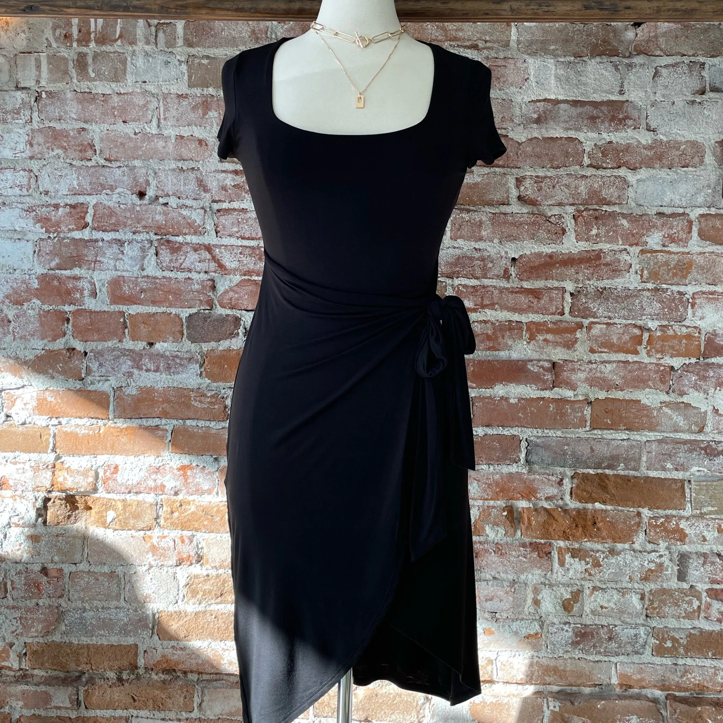 Stay Classy Wrap Detail Dress Black