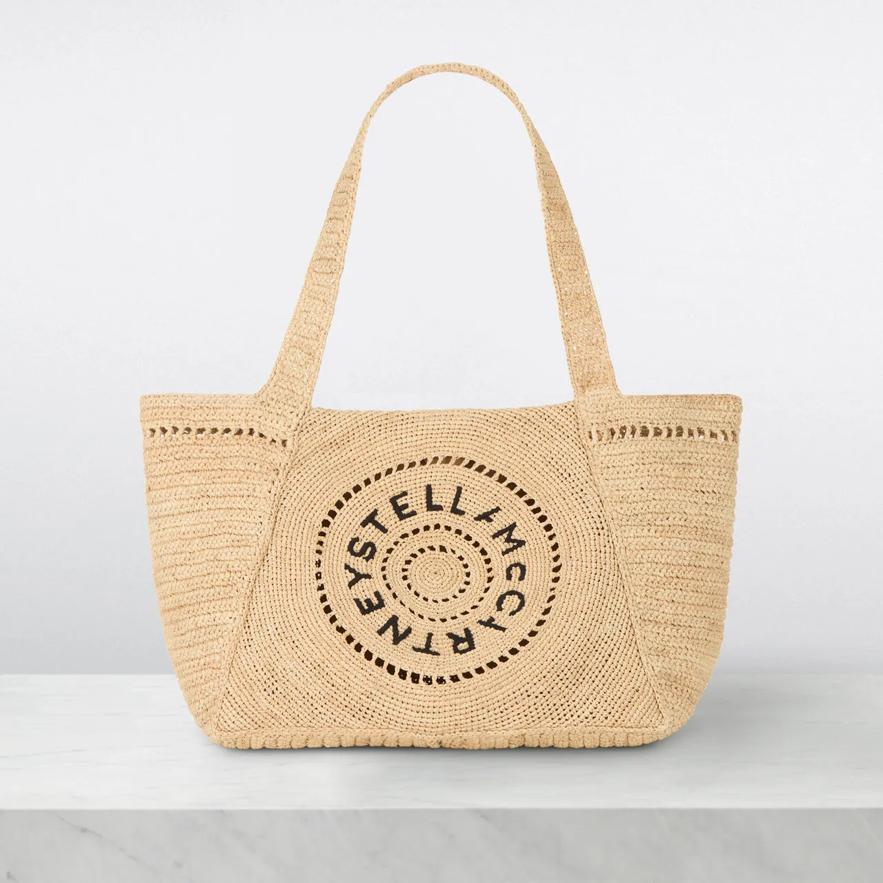 STELLA MCCARTNEY Crochet Raffia Tote Bag - Natural