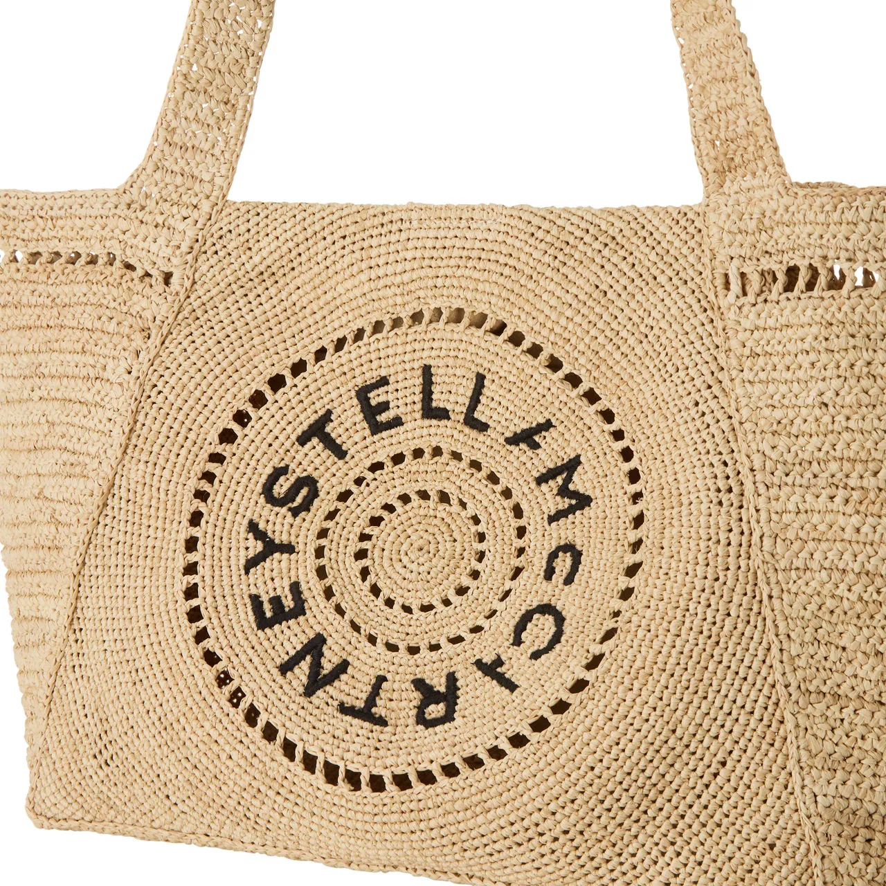 STELLA MCCARTNEY Crochet Raffia Tote Bag - Natural