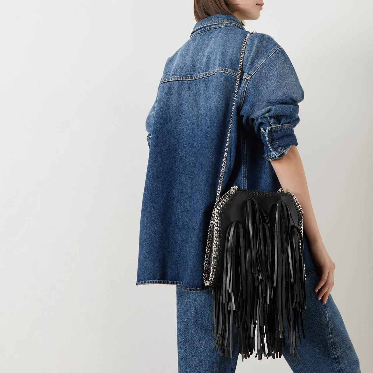 STELLA MCCARTNEY Falabella Fringe Mini Tote Bag - Black