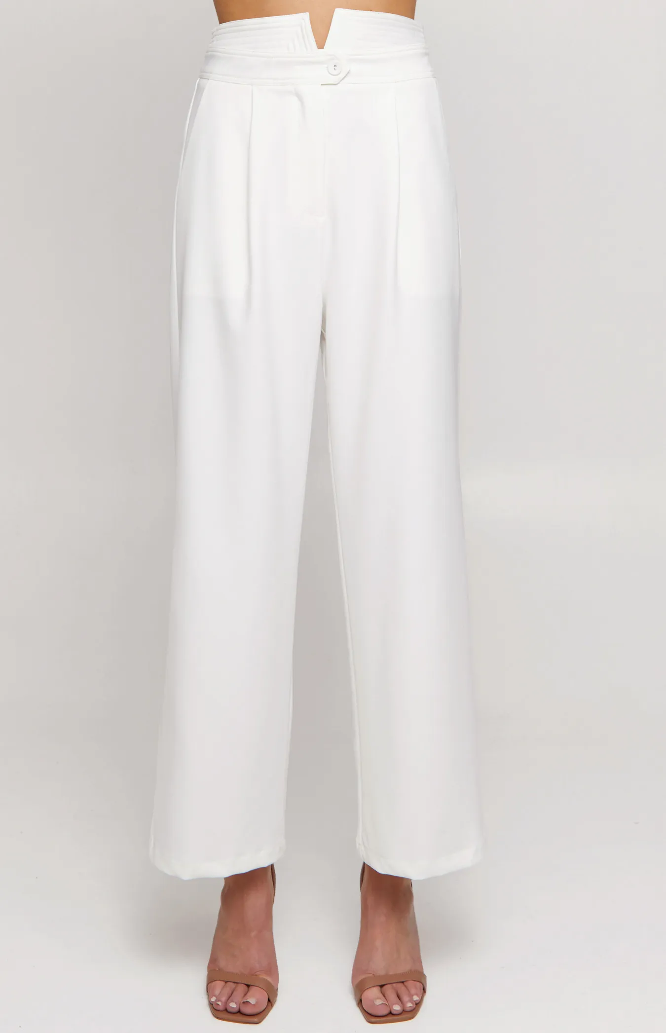 Stitched Waistband Detail Wide Leg Pants (SPA430A)