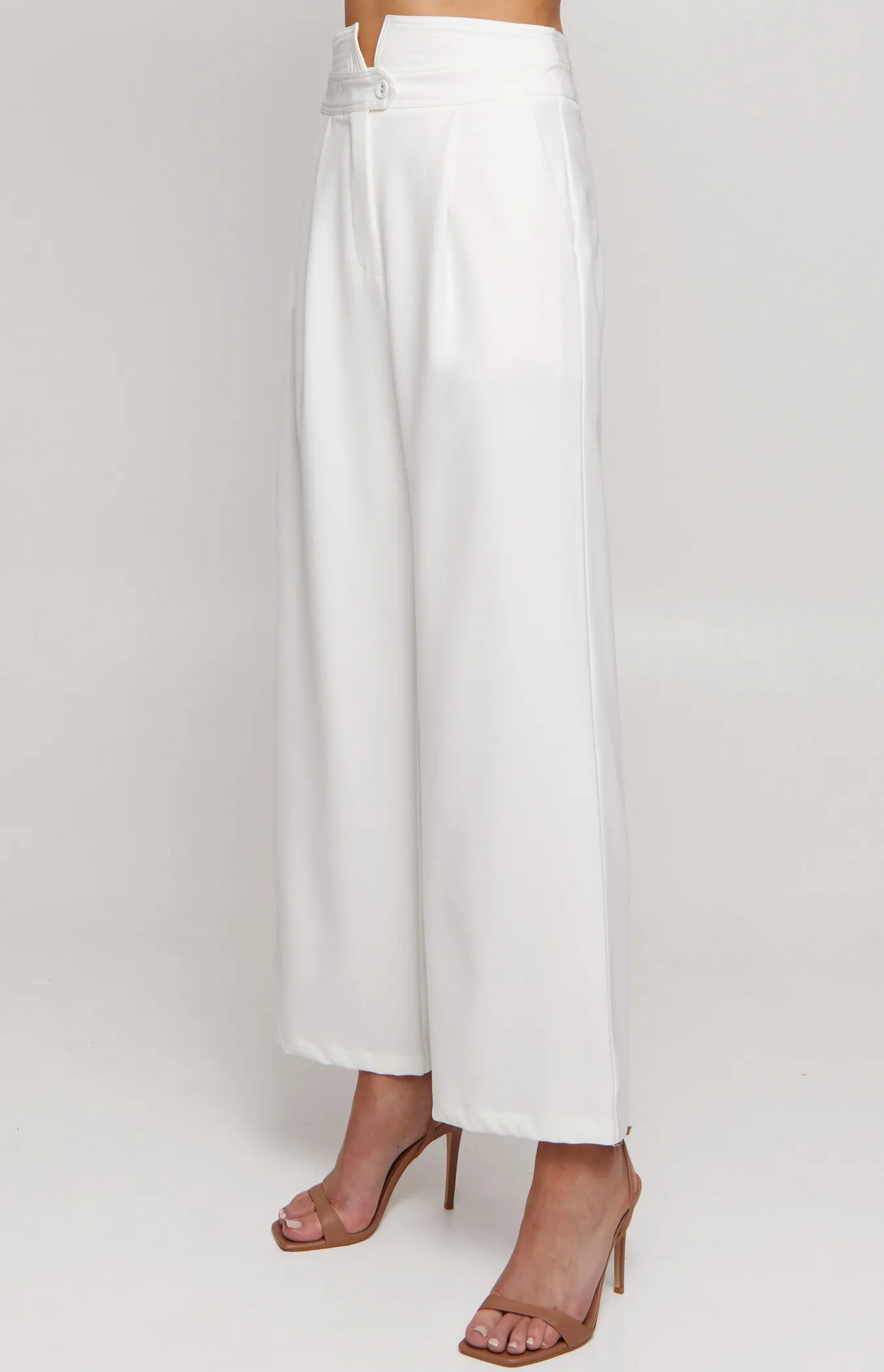 Stitched Waistband Detail Wide Leg Pants (SPA430A)