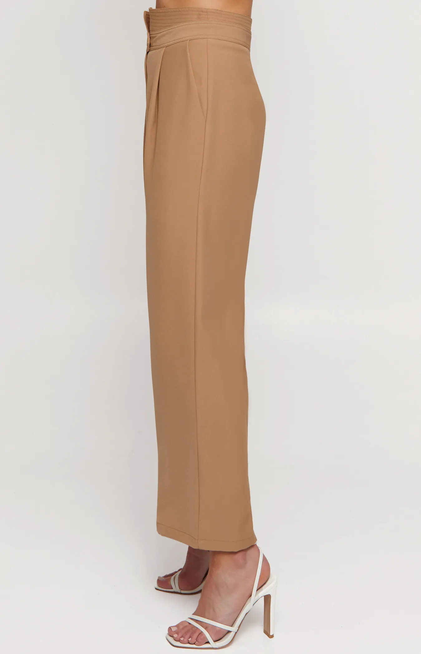 Stitched Waistband Detail Wide Leg Pants (SPA430A)