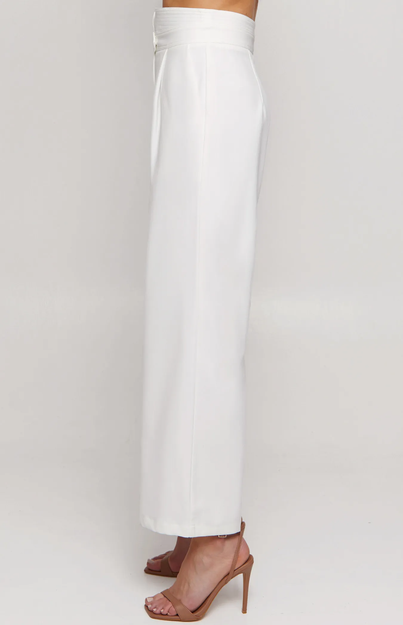 Stitched Waistband Detail Wide Leg Pants (SPA430A)