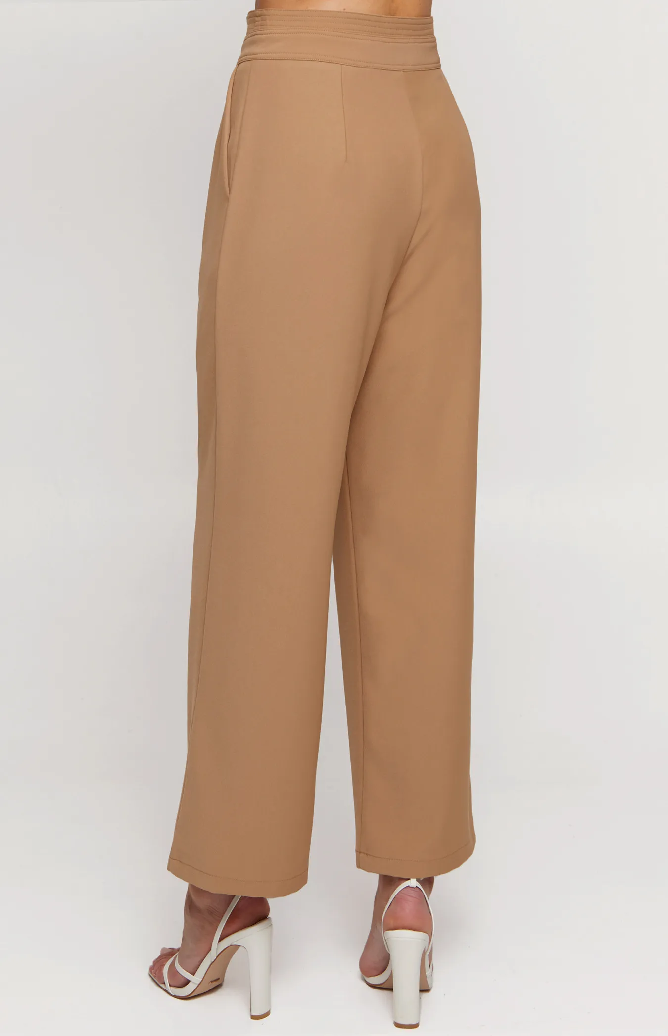 Stitched Waistband Detail Wide Leg Pants (SPA430A)