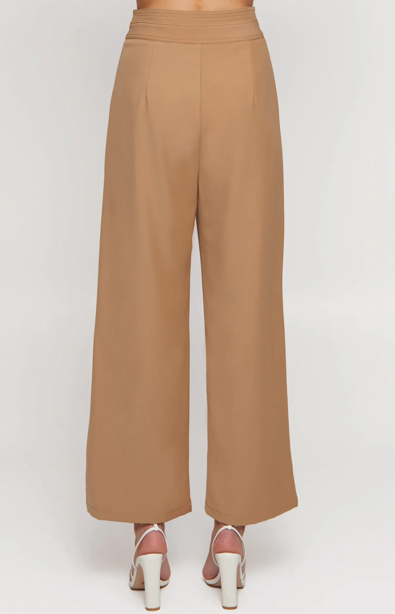 Stitched Waistband Detail Wide Leg Pants (SPA430A)