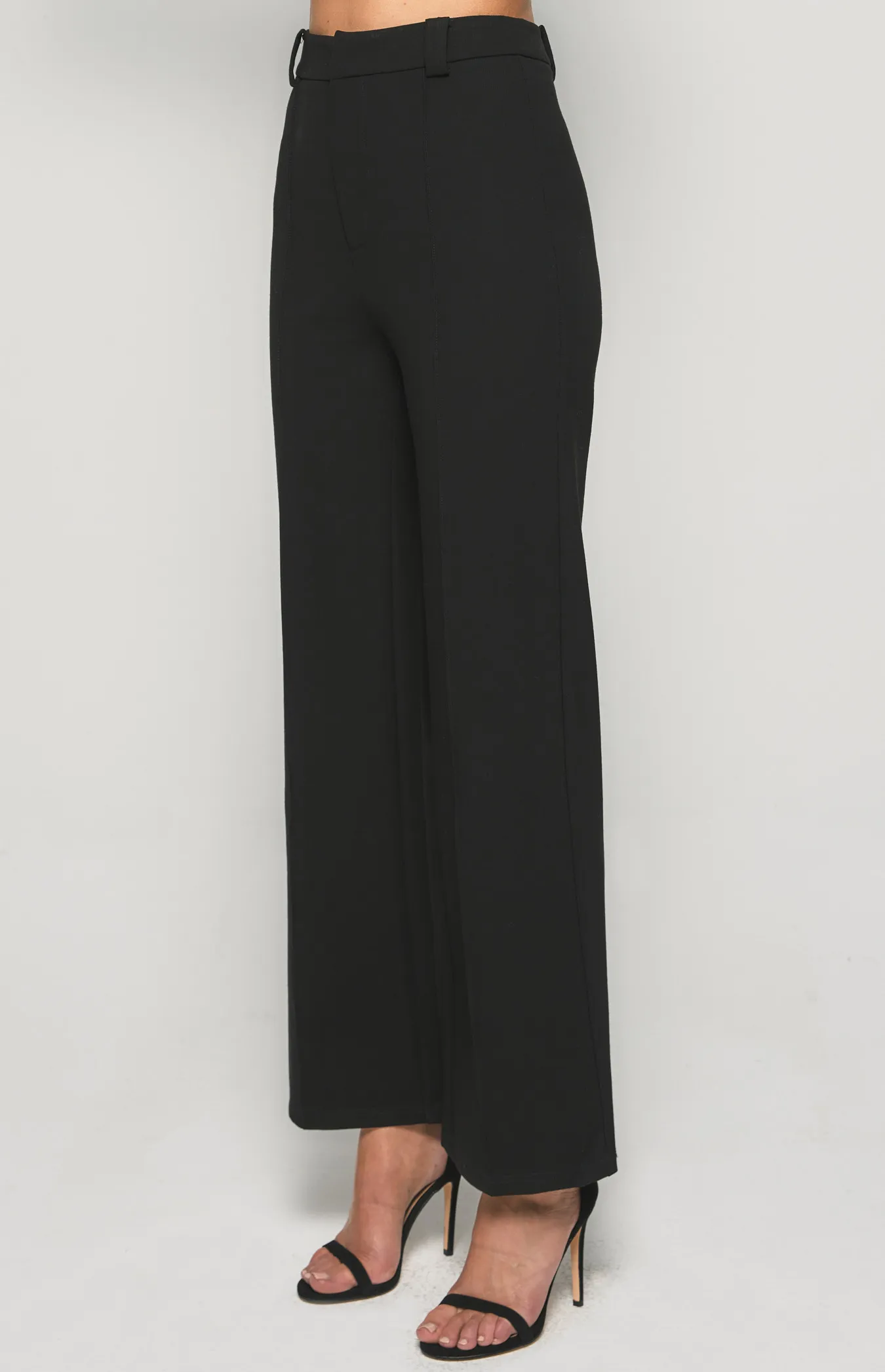 Stretch Fabric High Waisted Wide Leg Pants (SPA416B)