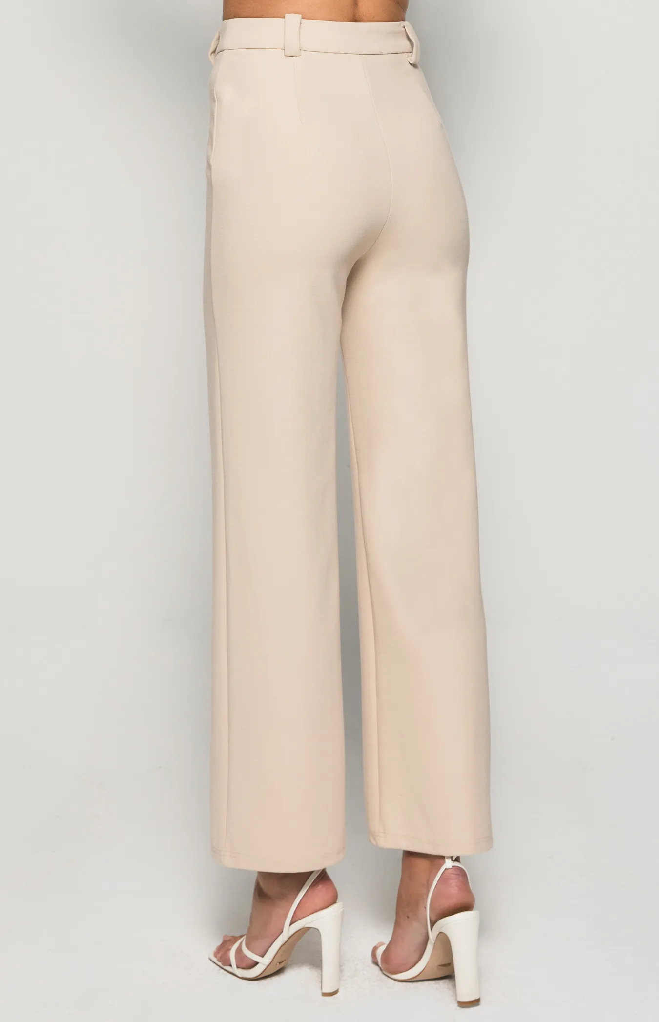 Stretch Fabric High Waisted Wide Leg Pants (SPA416B)