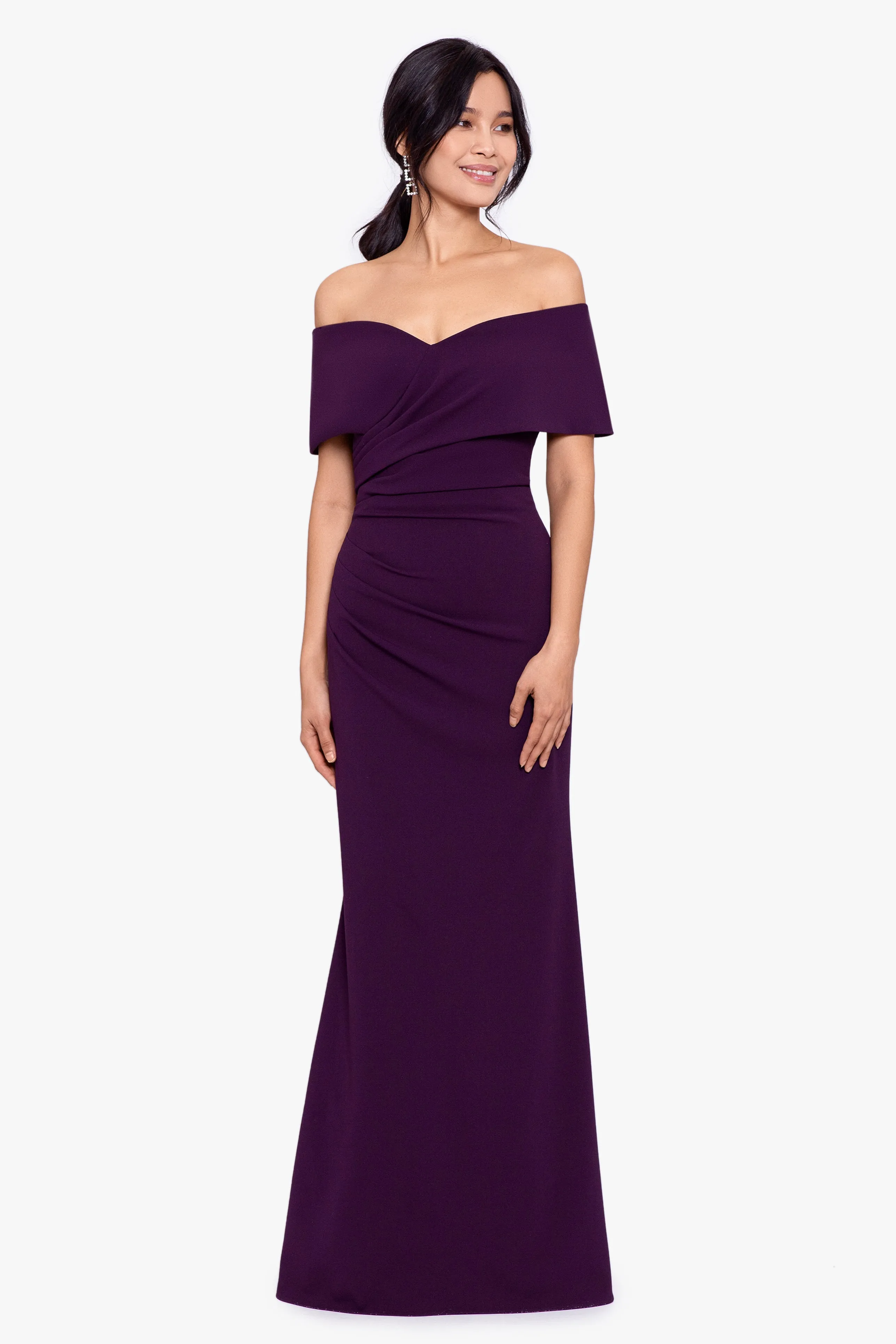 Tanya Long Off The Shoulder Scuba Crepe Dress