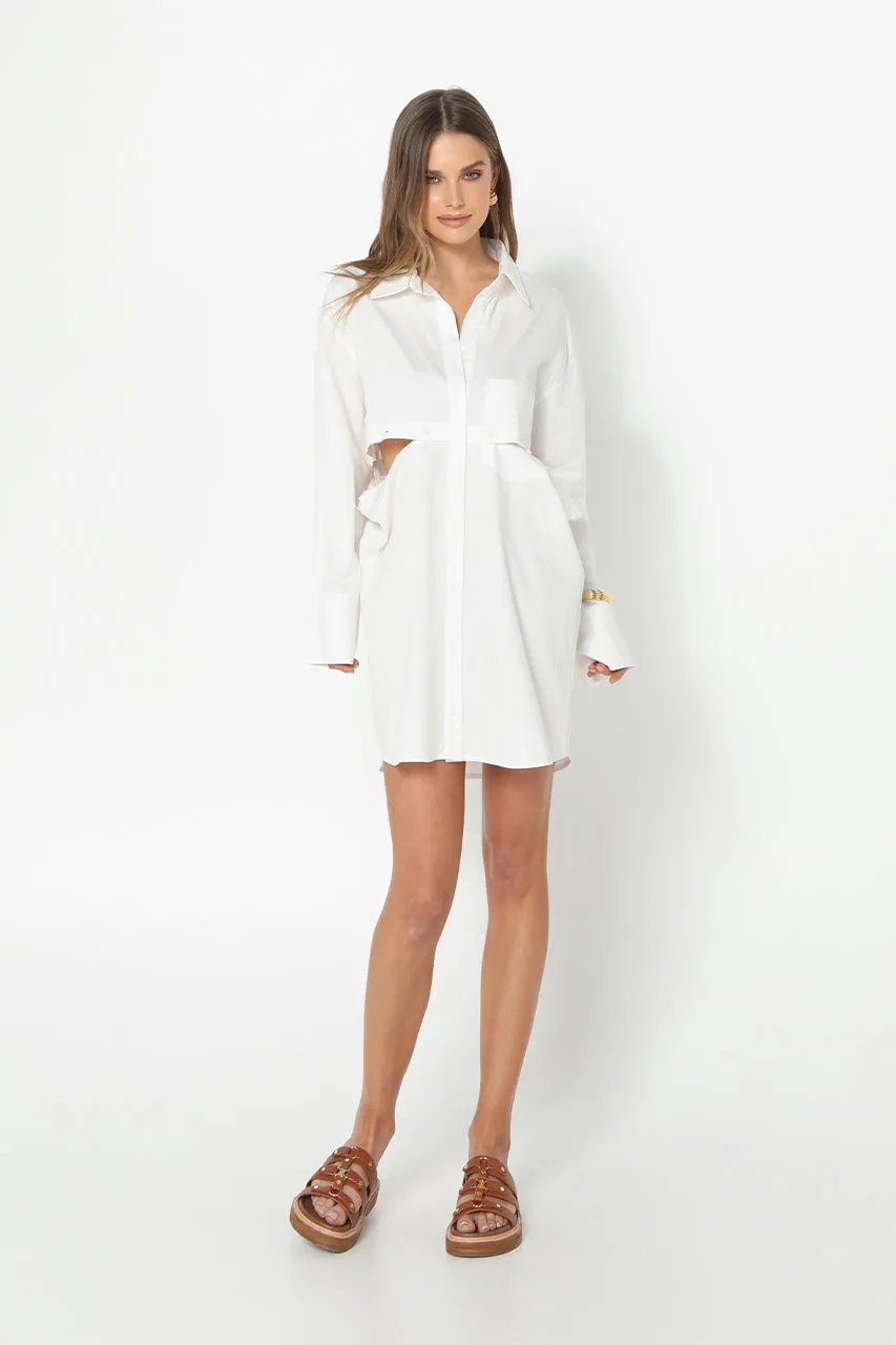 Taya Shirt Dress | White