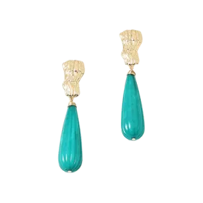 Teardrop Shell Earrings, Green