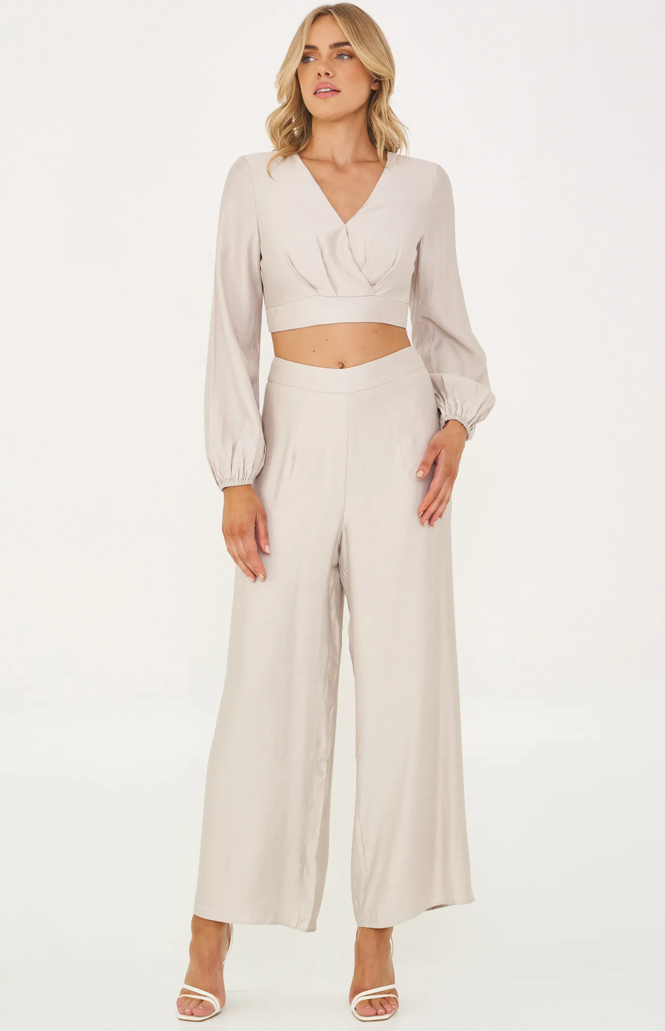 Texture Set with Crop and Wide Leg Pants (SSE414B)