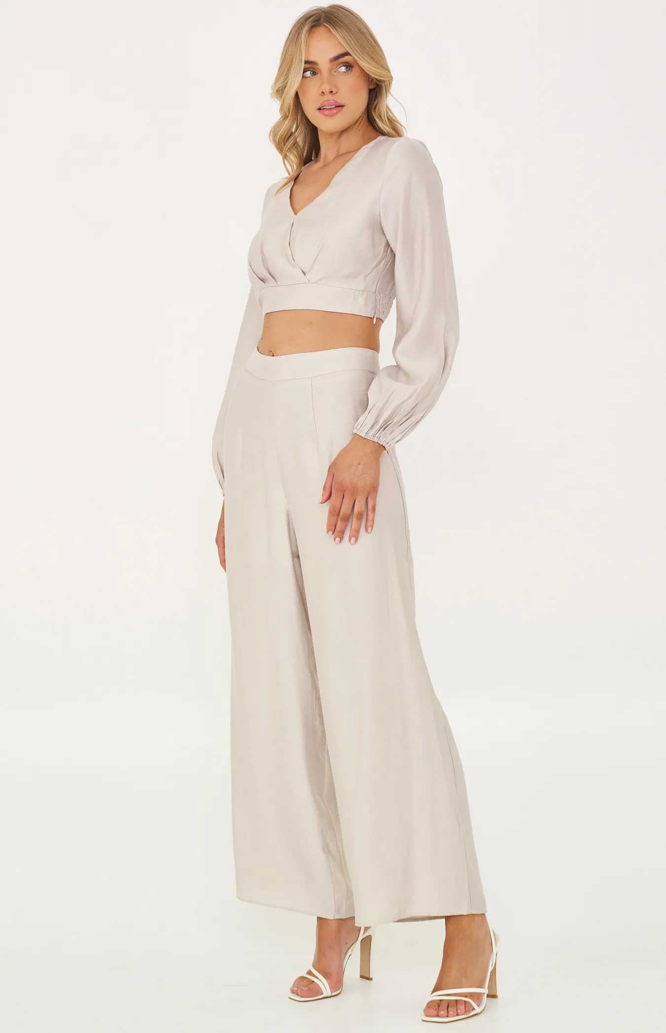 Texture Set with Crop and Wide Leg Pants (SSE414B)