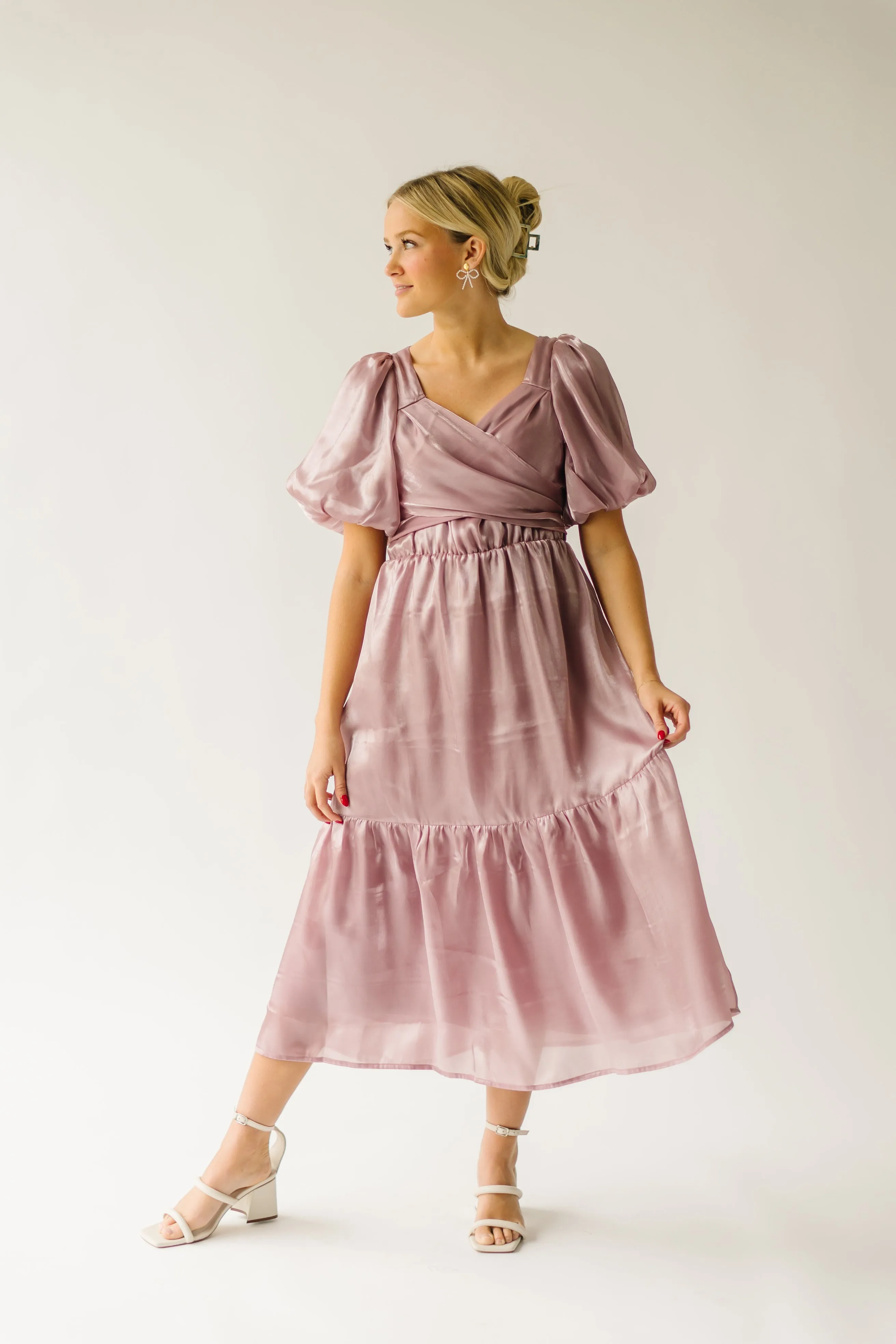 The Dunyon Tiered Wrap Dress in Mauve