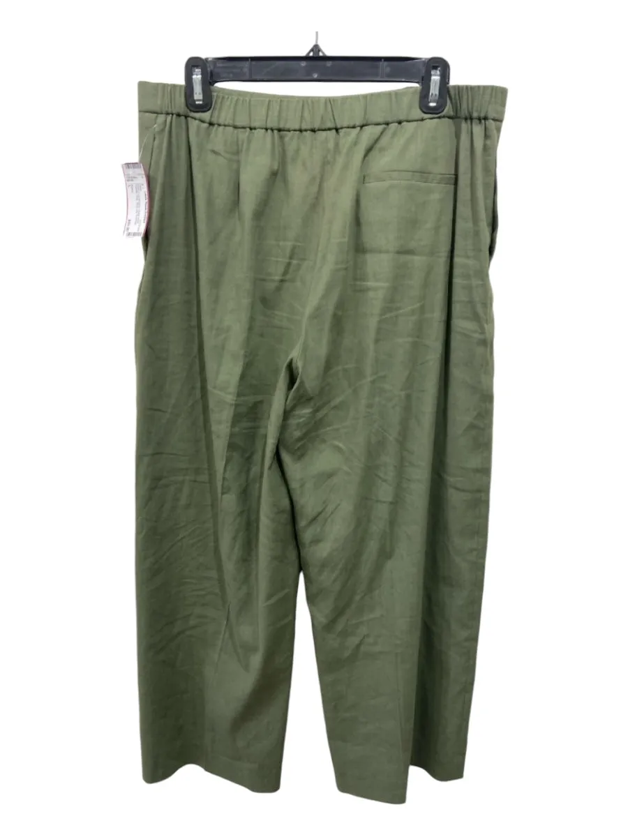 Theory Size L Green Lyocell blend Elastic Waist Pockets Crop Wide Leg Pants