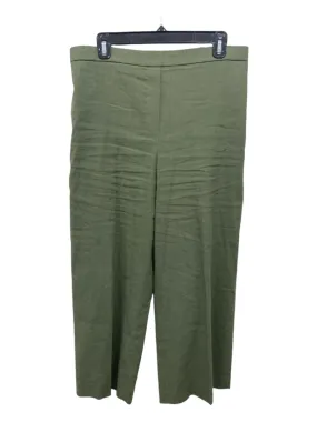 Theory Size L Green Lyocell blend Elastic Waist Pockets Crop Wide Leg Pants