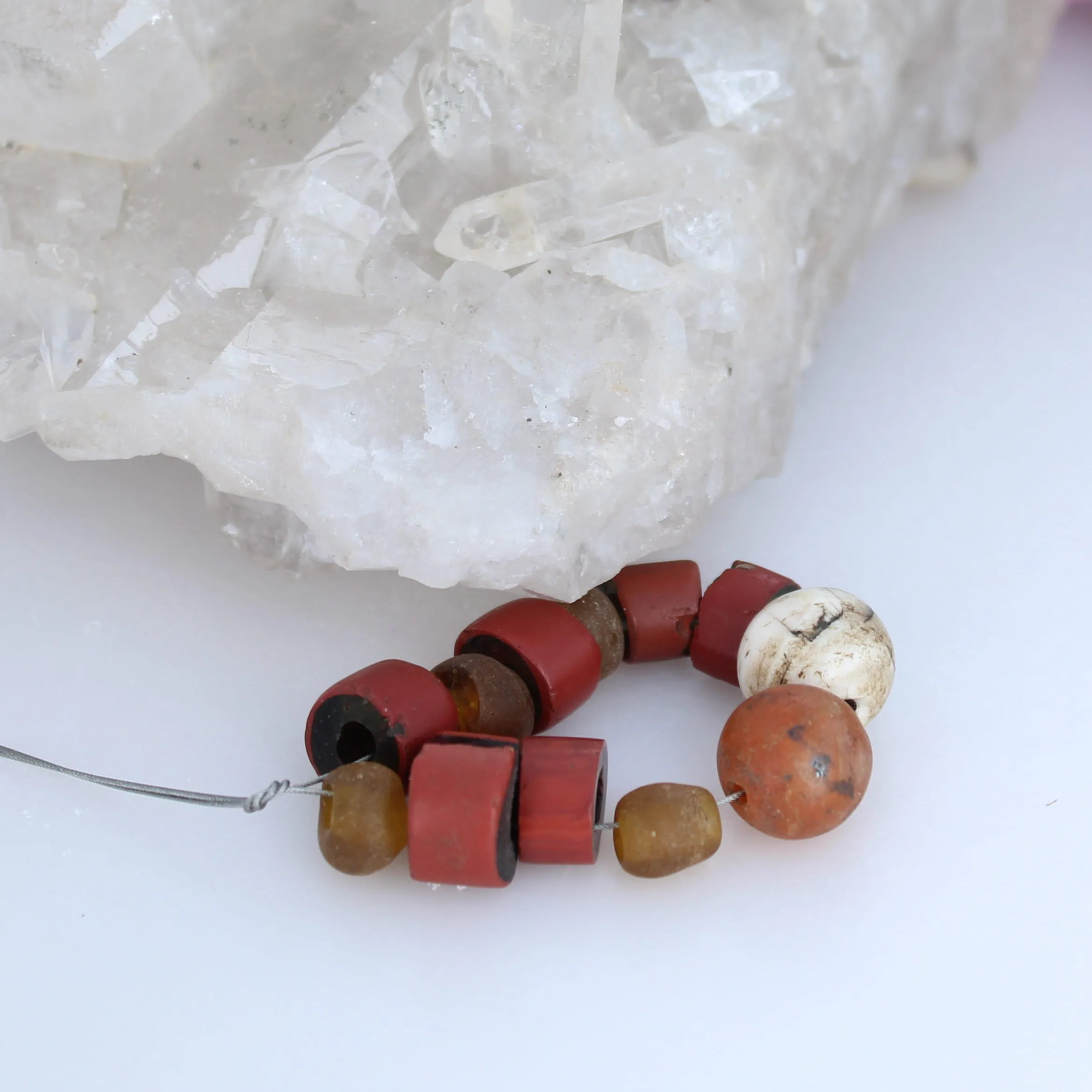 TIBETAN CARNELIAN Bead Assortment Antique Carnelian Shell African Trade