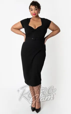 Unique Vintage Diane Wiggle Dress in Black - S  left only