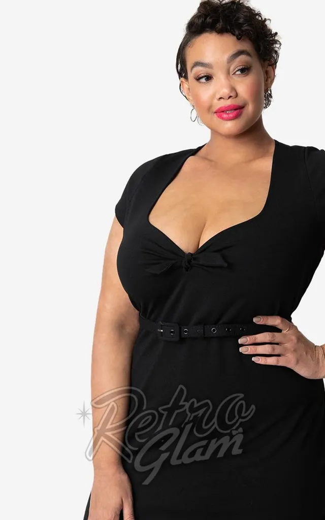 Unique Vintage Diane Wiggle Dress in Black - S  left only