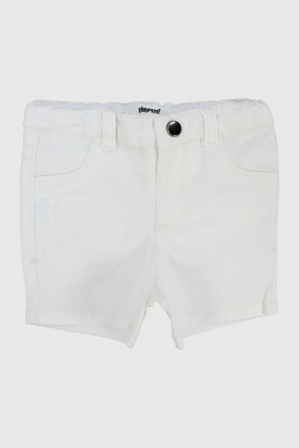 Unisex White Gabardine Shorts