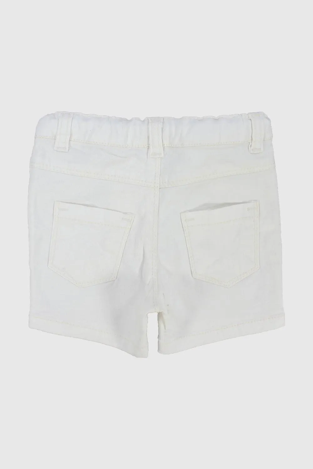 Unisex White Gabardine Shorts