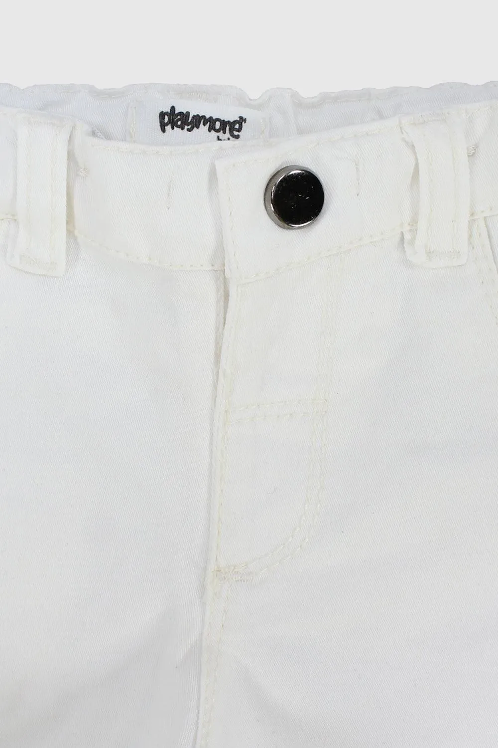 Unisex White Gabardine Shorts