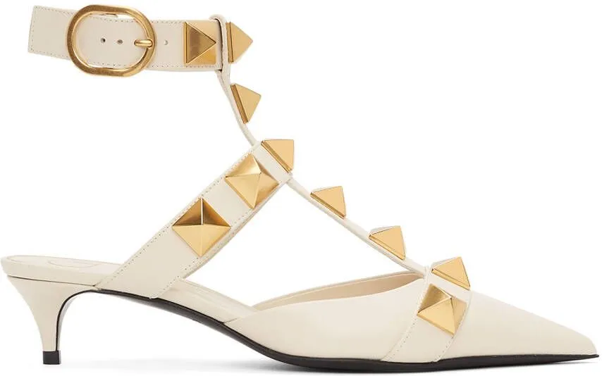 Valentino Garavani White Medium Roman Stud Heels