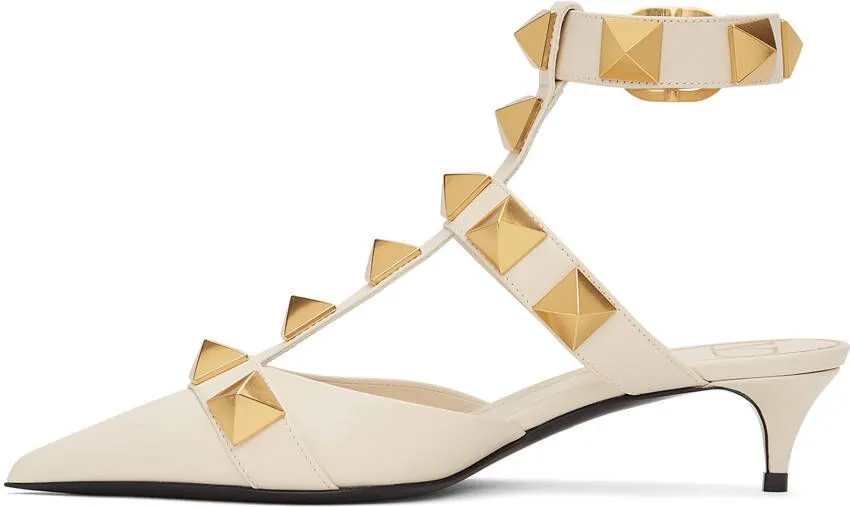 Valentino Garavani White Medium Roman Stud Heels