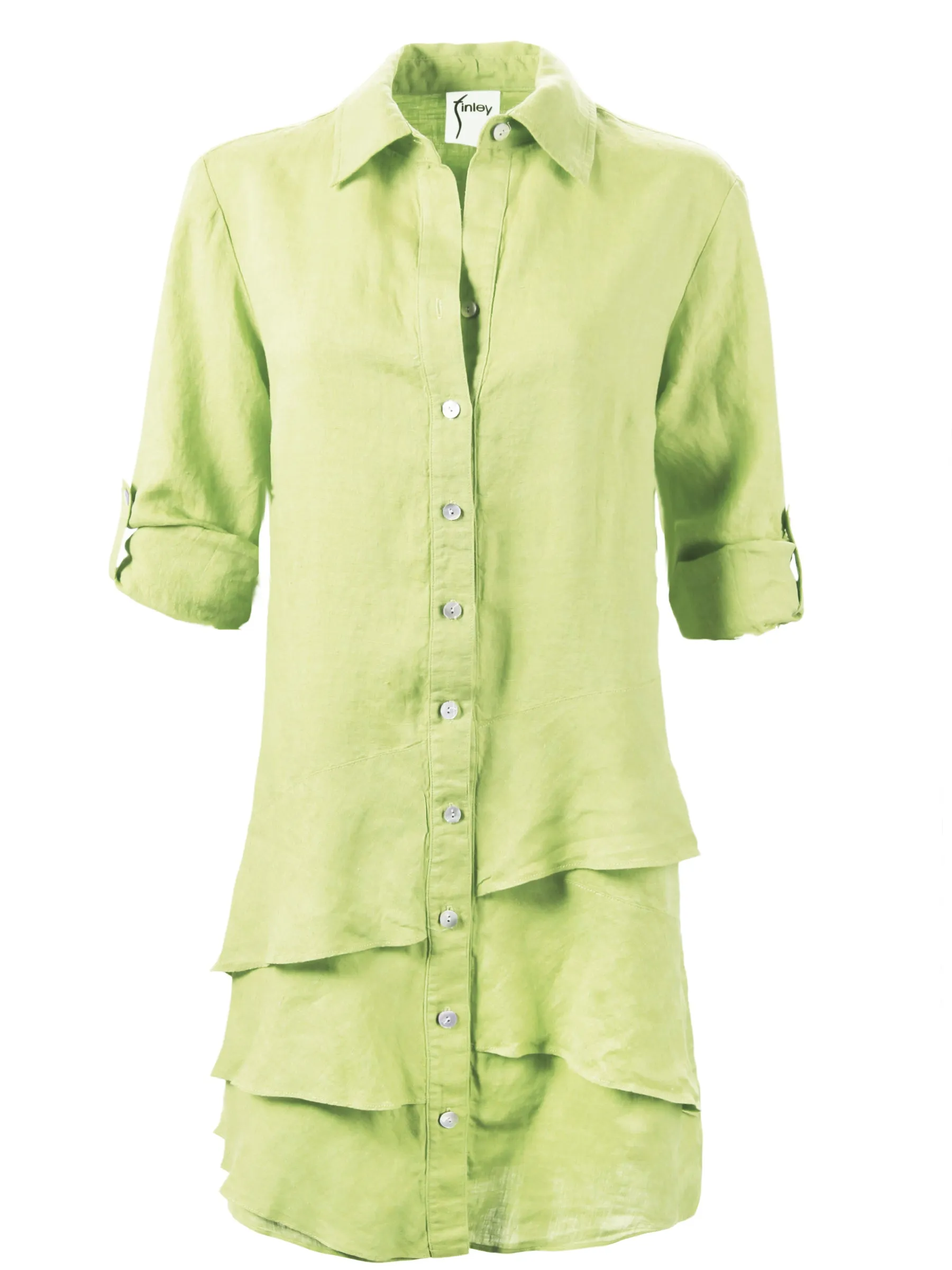 Washed Linen Jenna Dress Key Lime Green