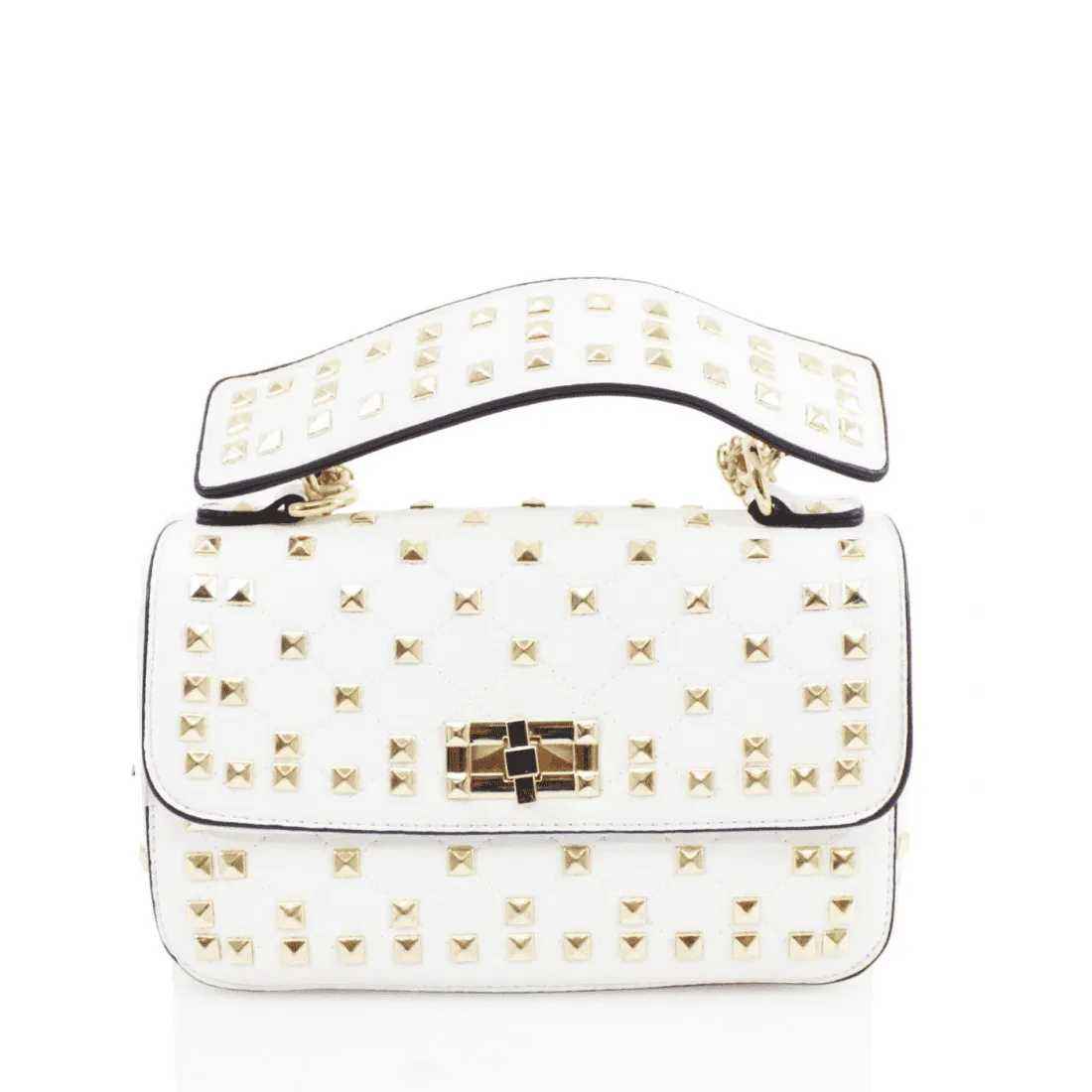 White Studded Clutch / Crossbody Bag