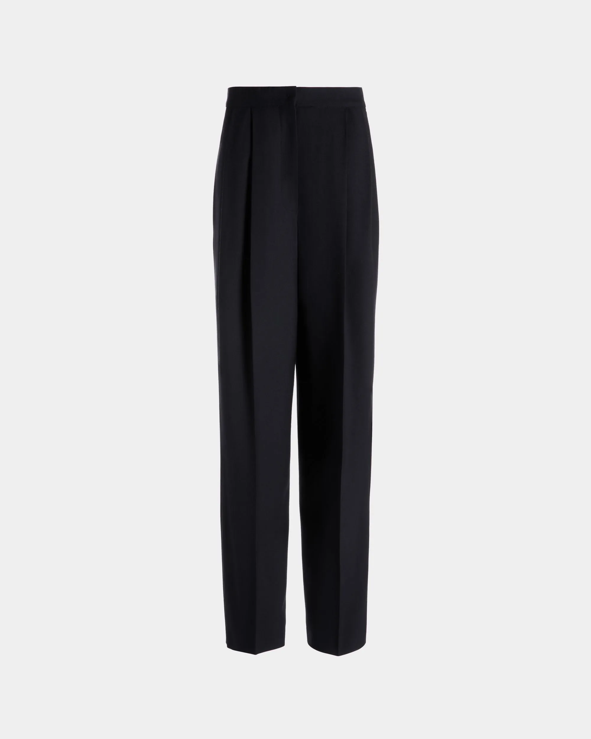 Wide-Leg Pants In Navy Blue Wool Blend 