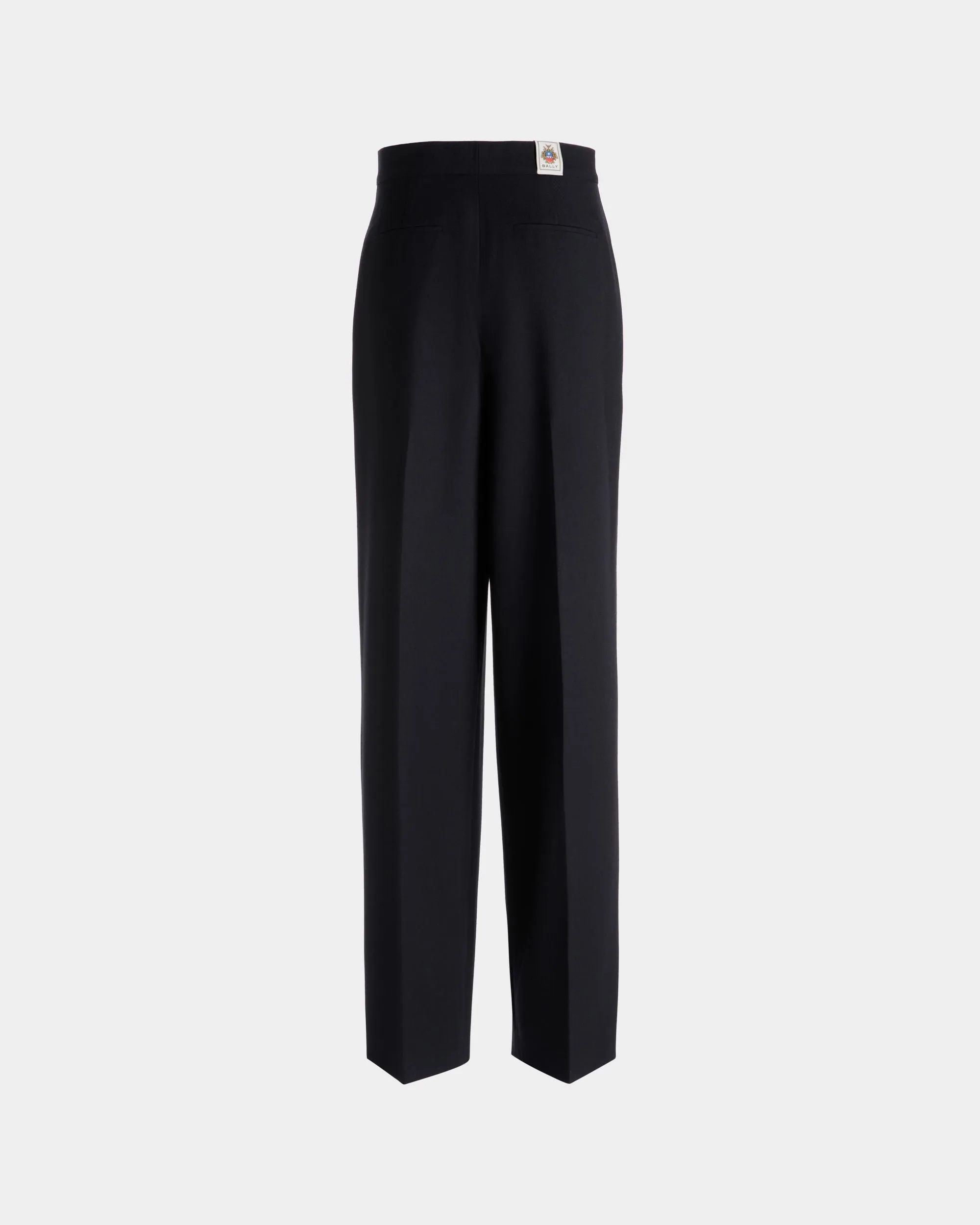 Wide-Leg Pants In Navy Blue Wool Blend 