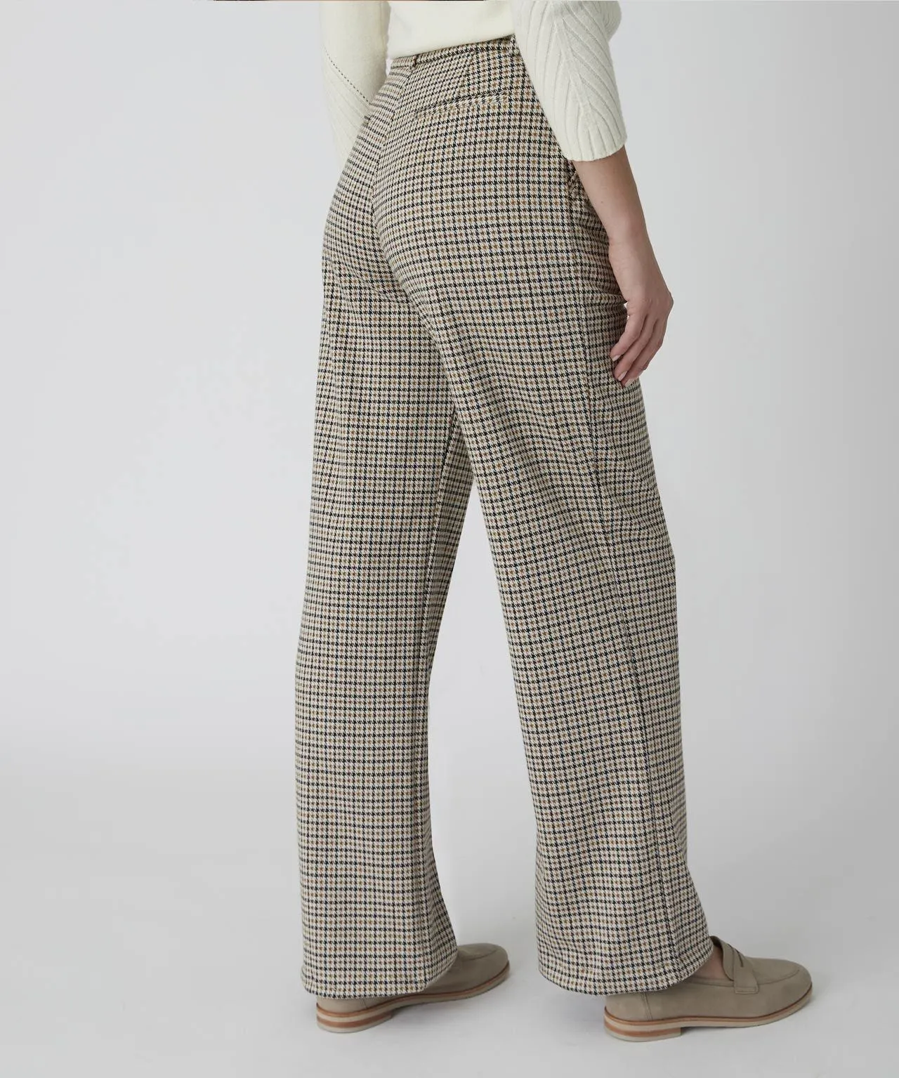 Wide-leg Stretch Check Trousers