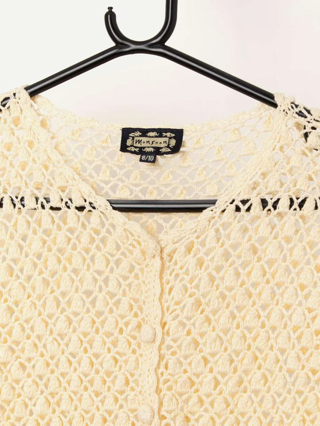 Y2K vintage Monsoon crochet cardigan in cream – Small