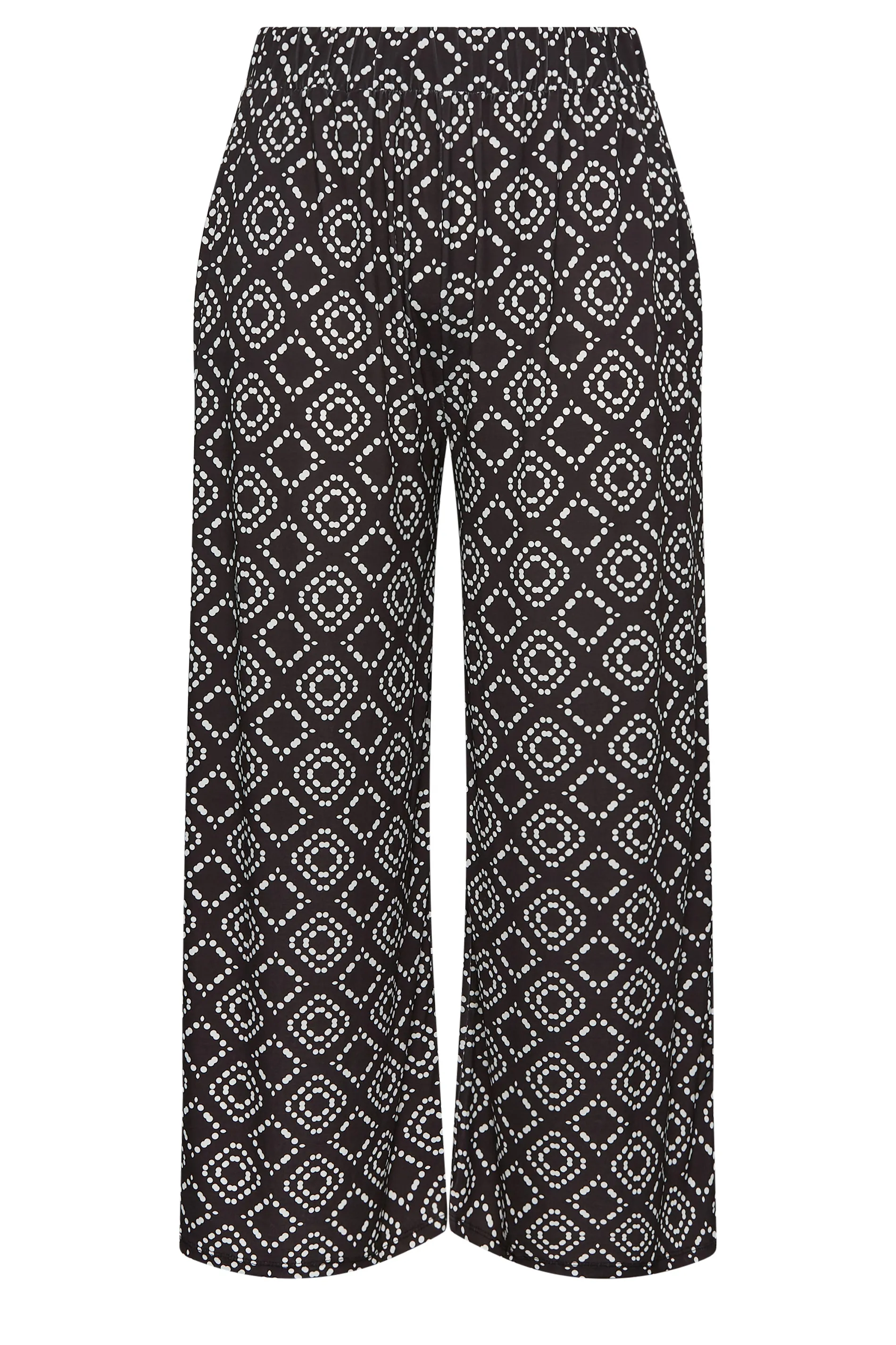 YOURS Curve Black Printed Wide Leg Trouser