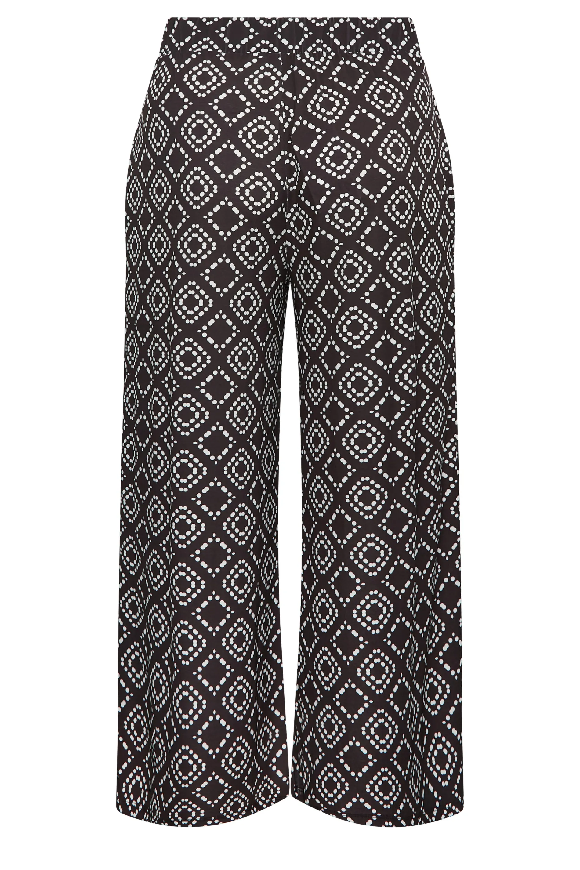 YOURS Curve Black Printed Wide Leg Trouser