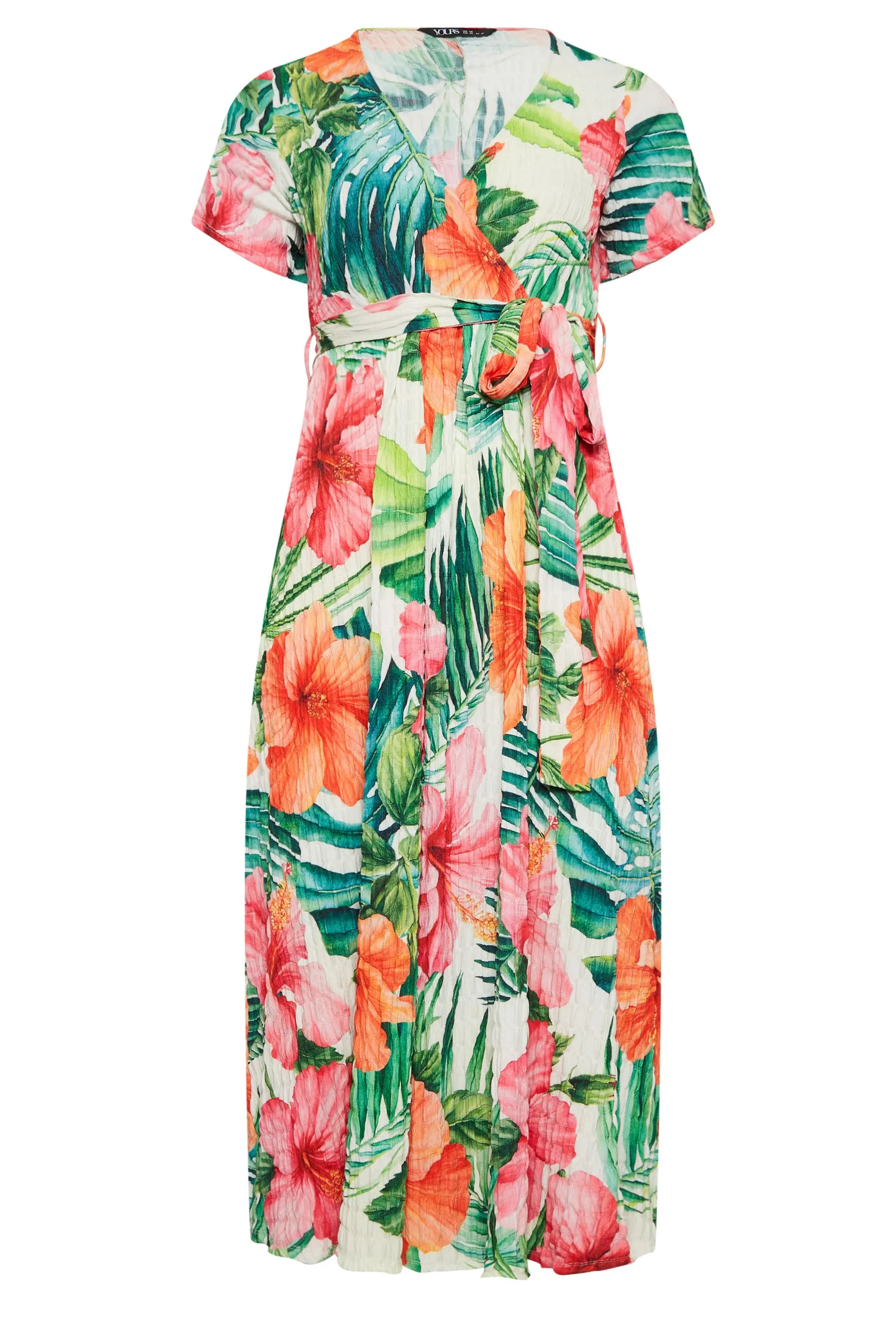 YOURS Curve Green Tropical Floral Print Wrap Dress