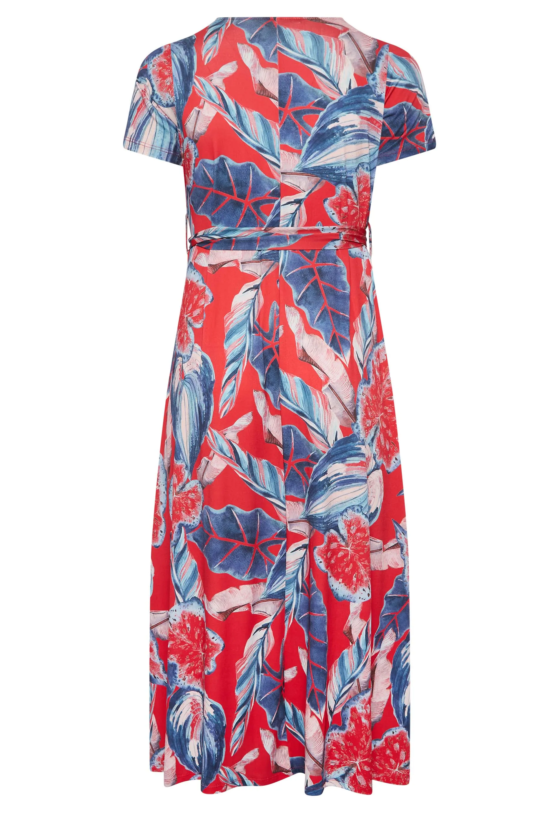 YOURS Curve Red Leaf Print Maxi Wrap Dress