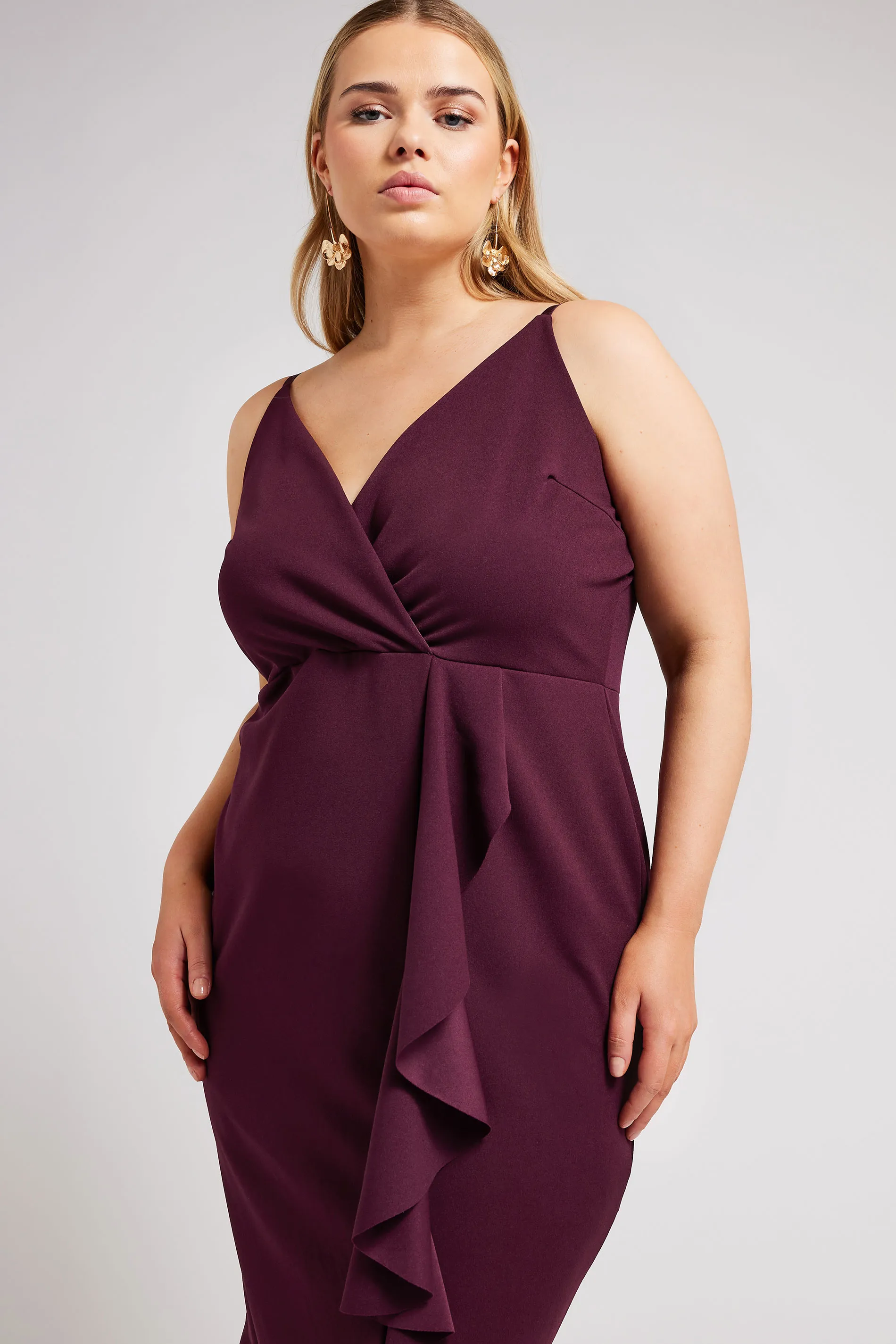 YOURS LONDON Curve Purple Ruffle Wrap Dress