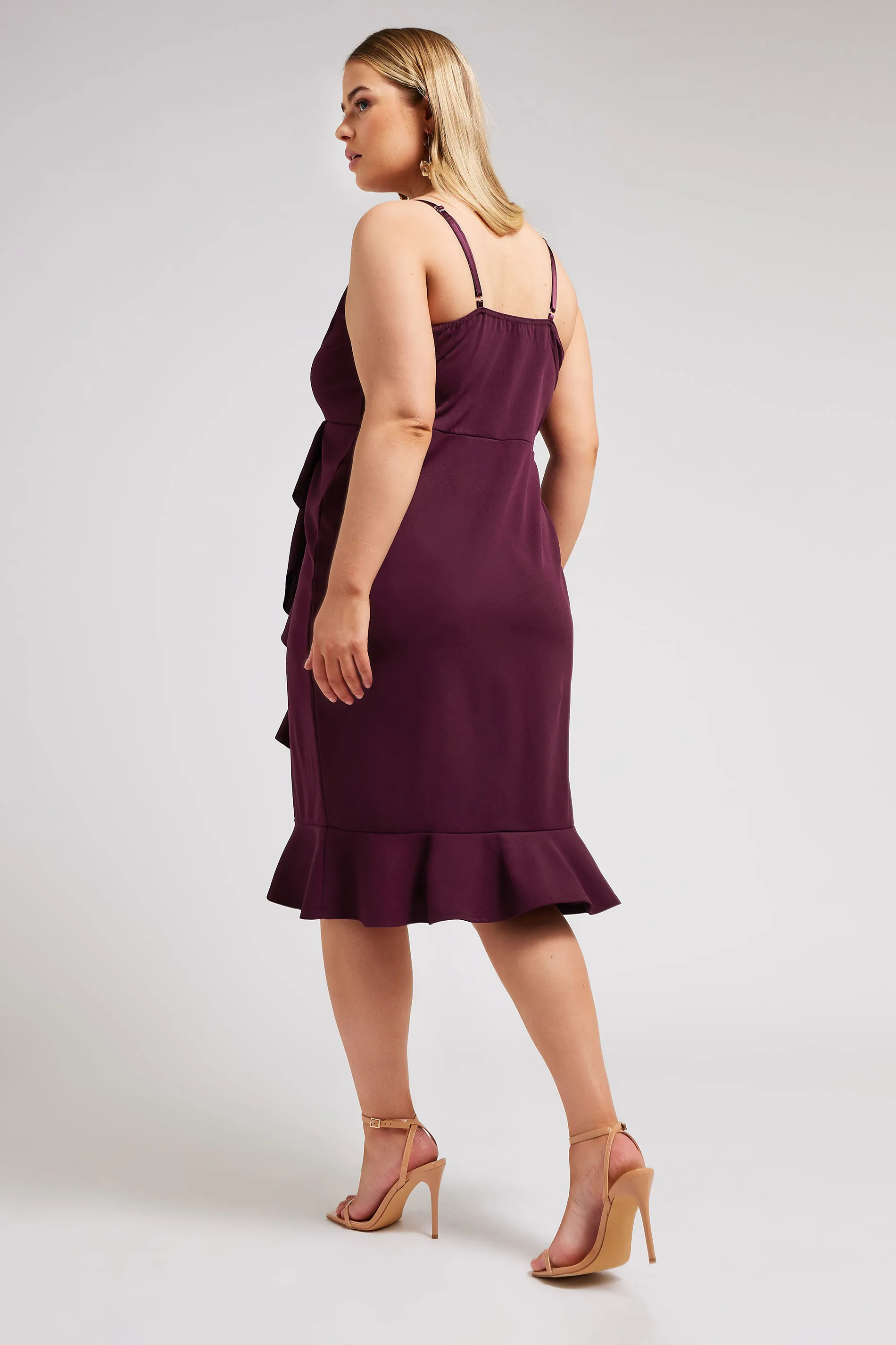 YOURS LONDON Curve Purple Ruffle Wrap Dress