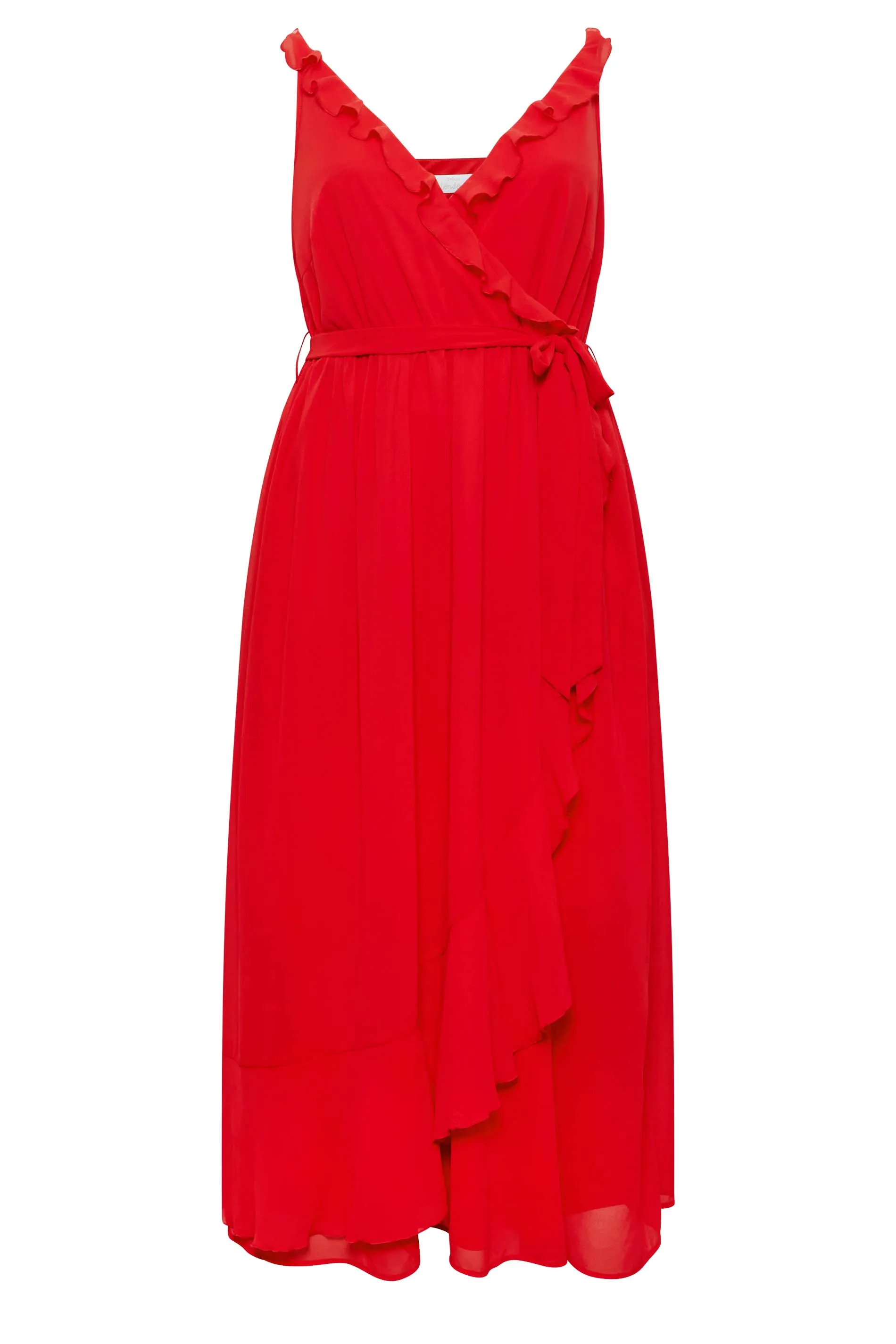 YOURS LONDON Curve Red Ruffle Wrap Dress