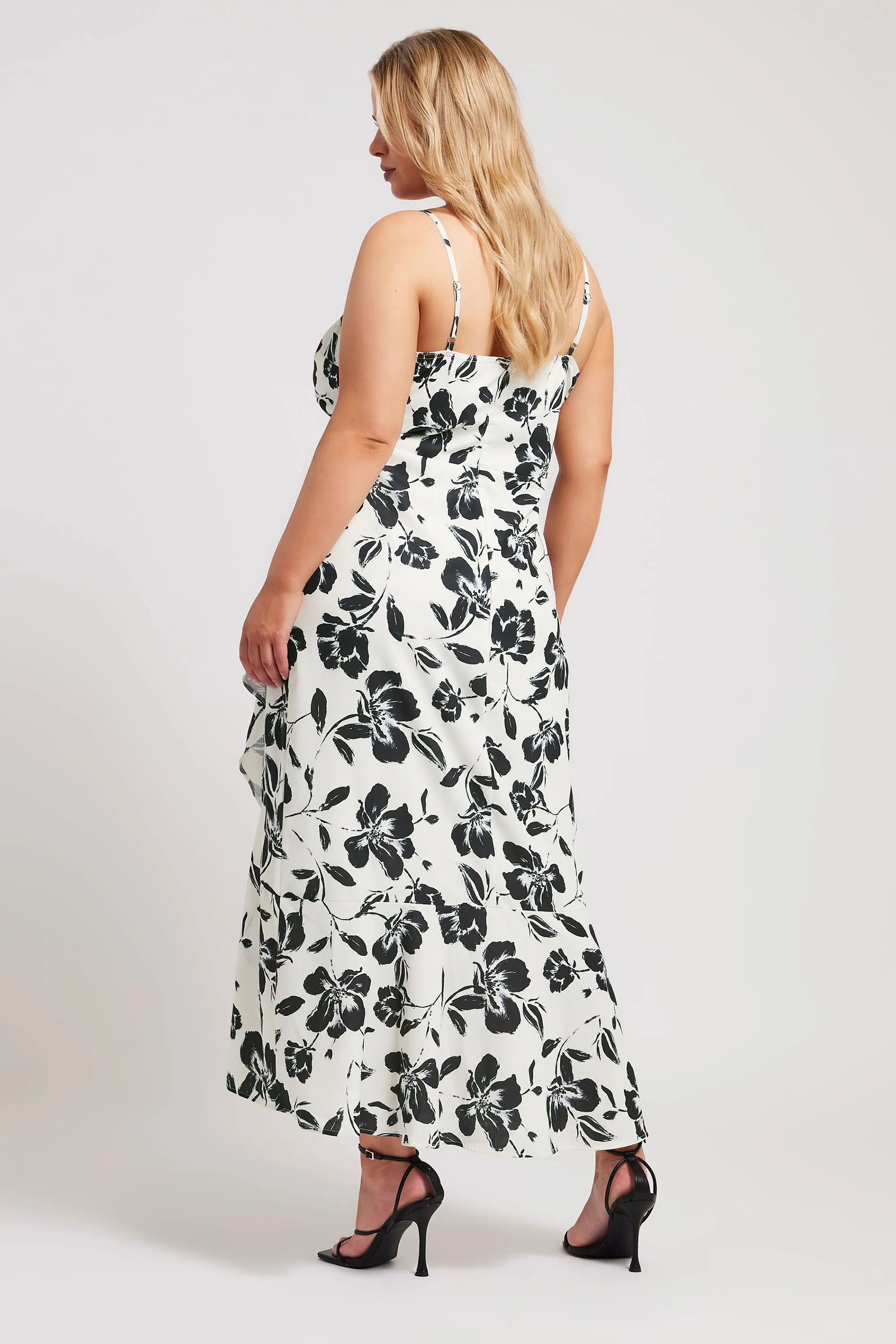 YOURS LONDON Curve White Floral Print Ruffle Wrap Dress