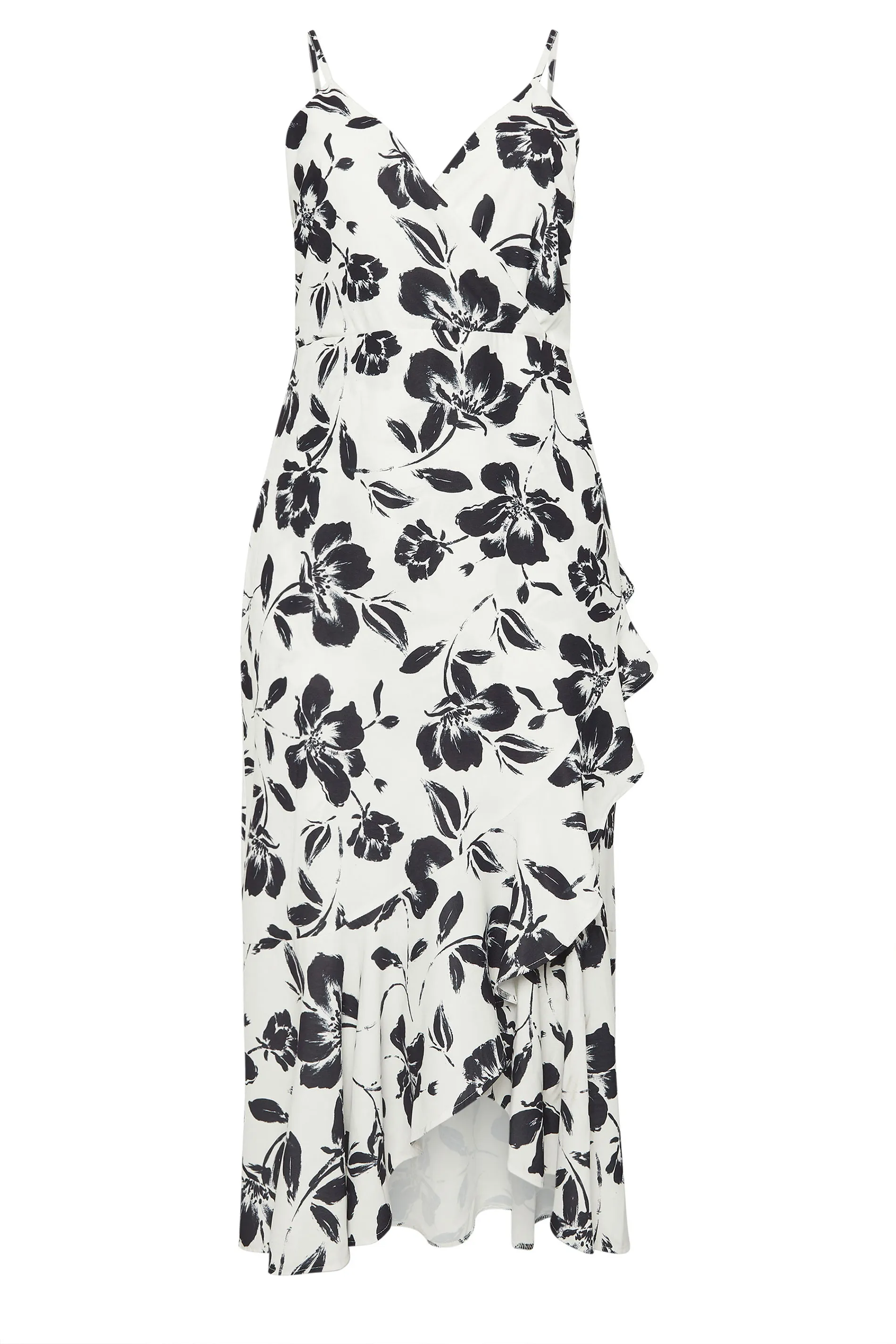 YOURS LONDON Curve White Floral Print Ruffle Wrap Dress