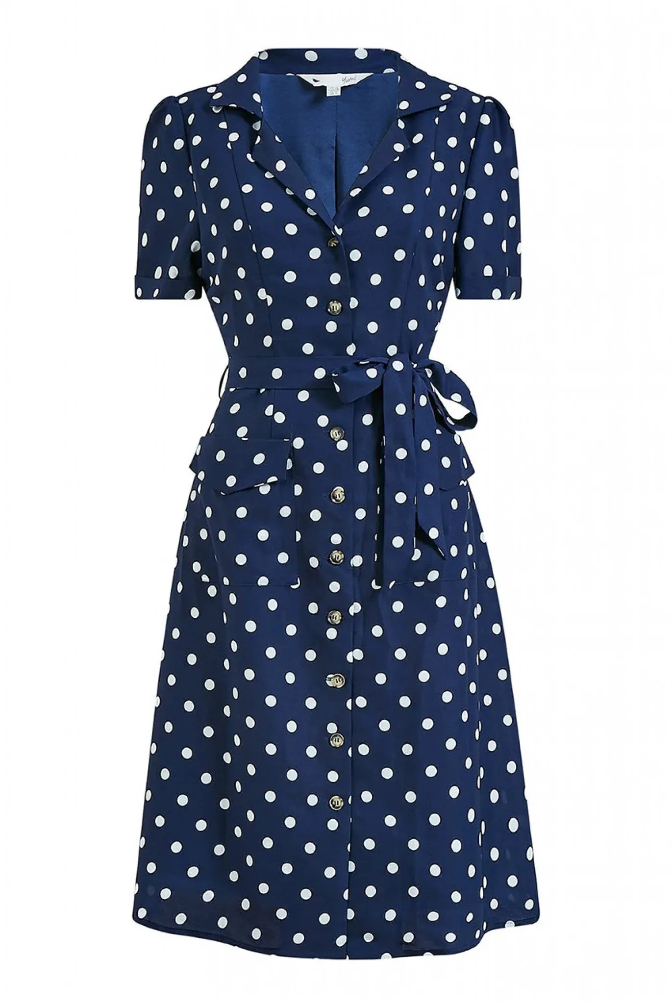 Yumi Navy Spot Retro Shirt Dress